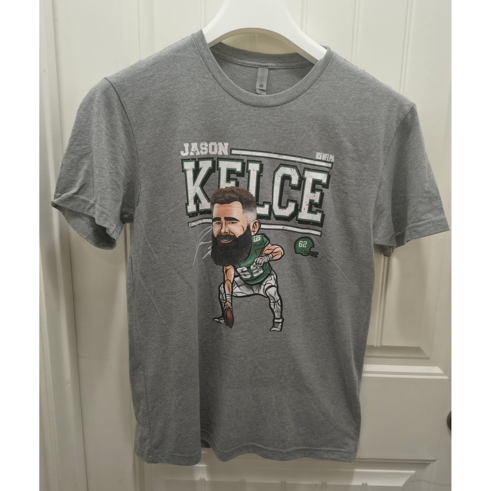 Next Level Jason Kelce Eagles Caricature Graphic Tee Gray M NFLPA